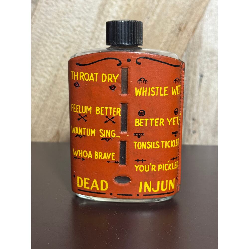 Vintage Fire-Water Native American Leather over Glass Flask Park Rapids Minn